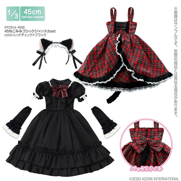 Azone FFC014-RDB 1/3 Cat Ears Gothic Jumper Skirt set (Red Check x Black)