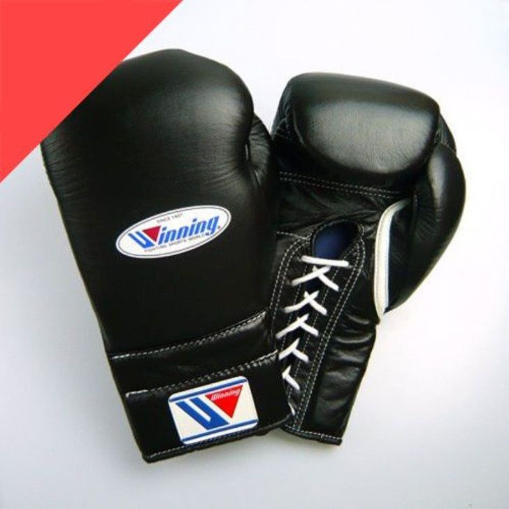 Boxing Gloves MS-400 Lace Up Pro Type 12 oz Black (Made in Japan)