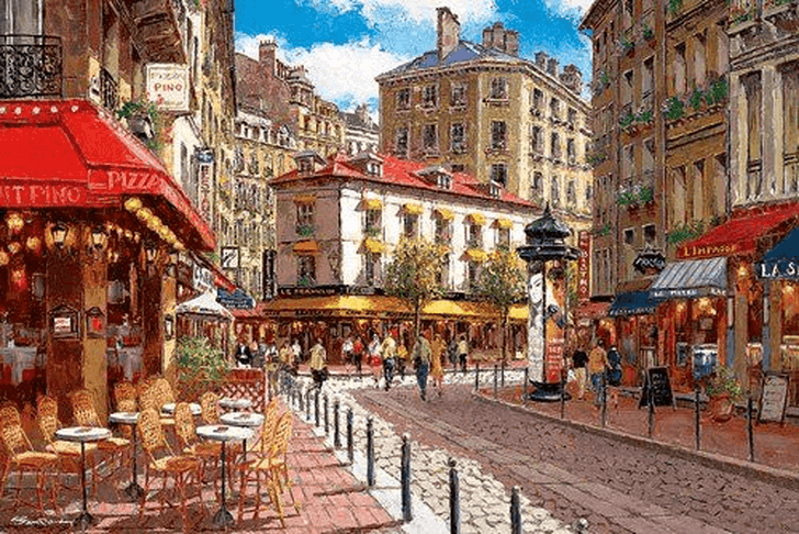 APPLEOne Jigsaw Puzzle 1000-648 Sam Park Cafe in Paris (1000 Pieces) (4959295016486)