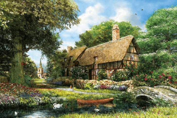 APPLEOne Jigsaw Puzzle 1000-694 Dominic Davison Sunny Side Cottage (1000 Pieces)