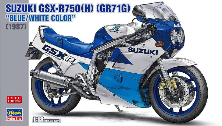 1/12 Suzuki GSX-R750 (H) (GR71G) Blue / White Color Plastic Model