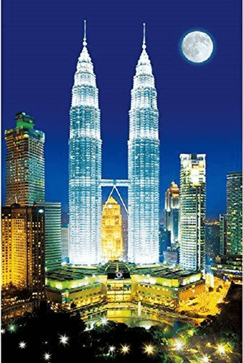 APPLEOne Jigsaw Puzzle 1000-783 Moonlight Twin Towers (1000 Pieces)
