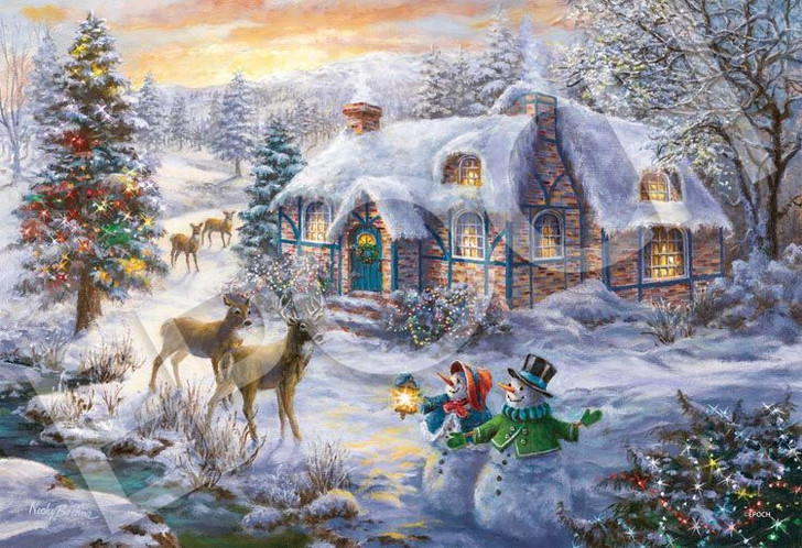 Epoch 31-526 Jigsaw Puzzle Nicky Boehme Christmas Cottage (1053 S-Pieces)
