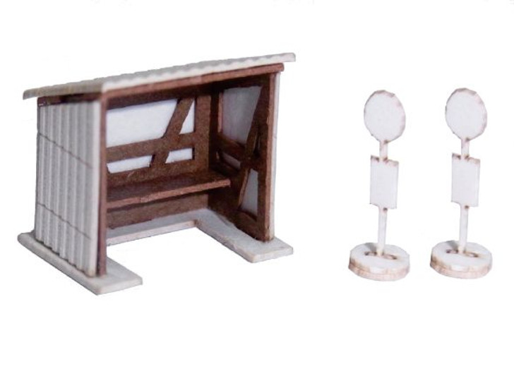 Advance 0005 Bus Stop and Waiting Hut Assembly Kit 2 Sets (Z scale)