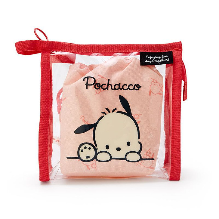 Sanrio Clear Pouch with Drawstring Bag Pochacco (Simple Design)