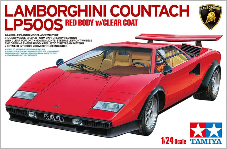 Tamiya 1/24 Lamborghini Countach LP500S Red Body w/Clear Coat Plastic Model
