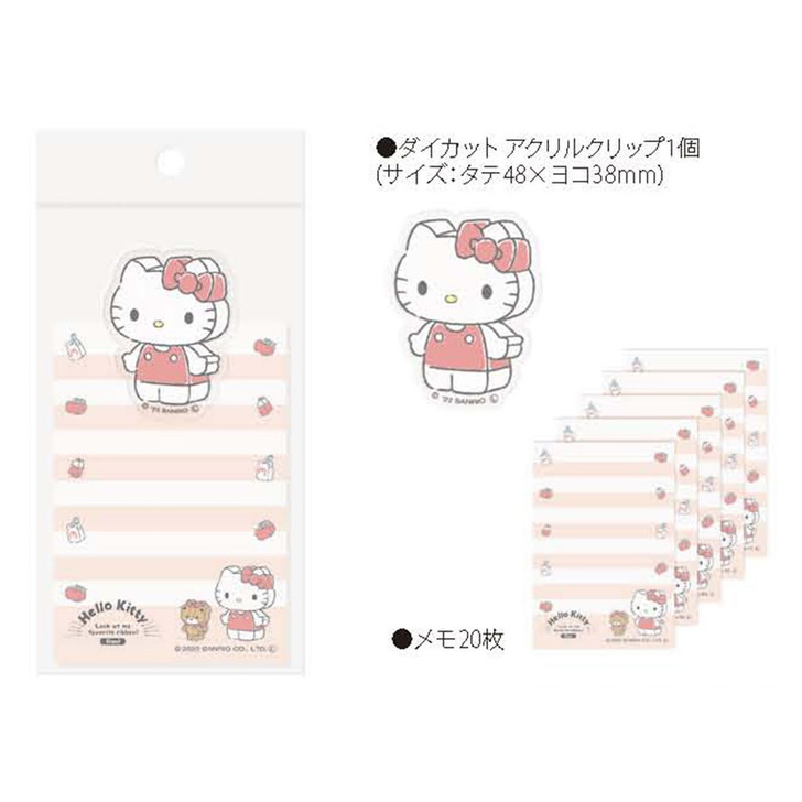 Notepad with Die cutting Clip Sanrio Character Hello Kitty