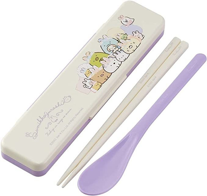 Skater Sumikko Gurashi Chopsticks and Spoon with Case Set - Rabbit Garden