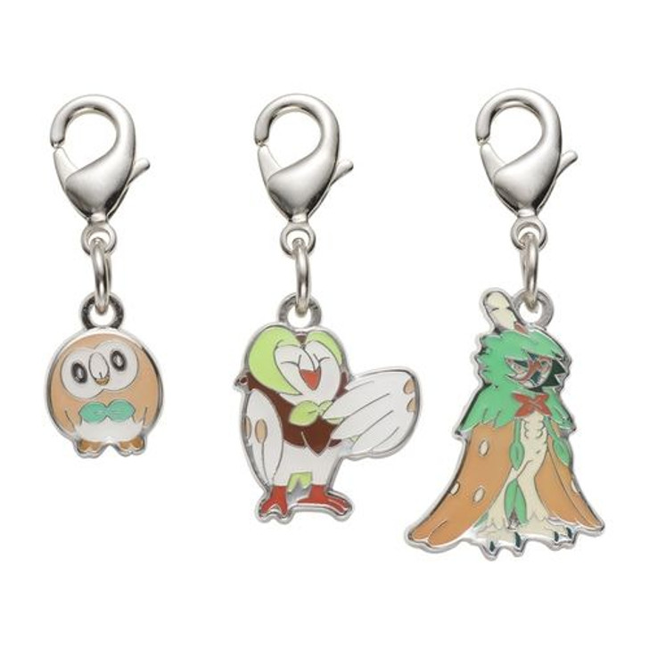 Pokemon Center Original Metal Keychain Series - Rowlet 722 - 723 - 724