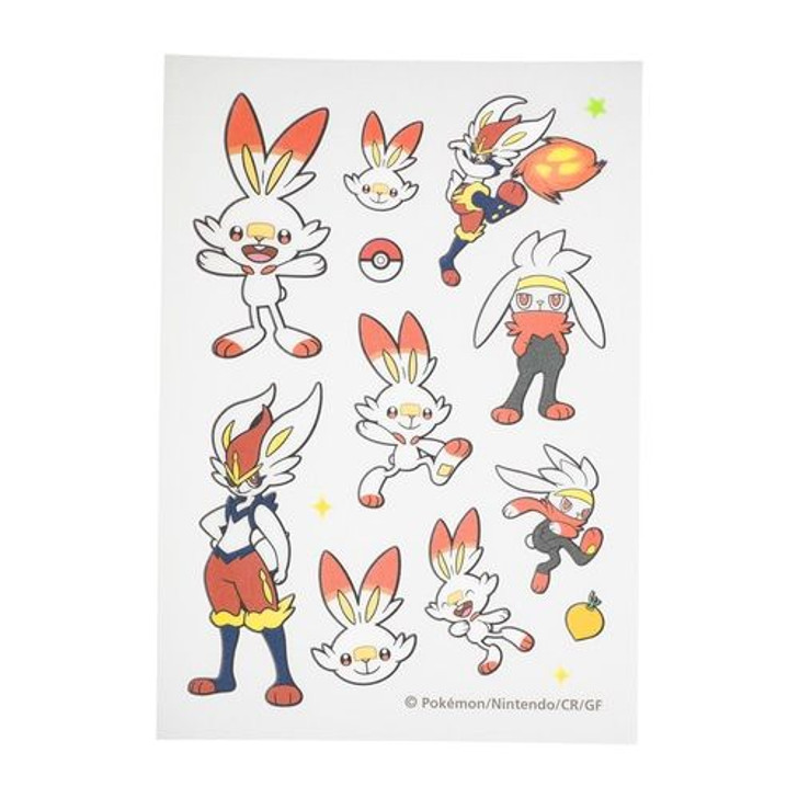 Pokemon Center Original irodo Fabric Transfer Sticker - Scorbunny Raboot Cinderace