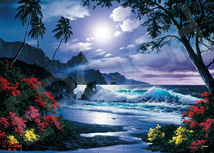 Epoch 07-729s Jigsaw Puzzle Anthony Cathay Moonlight Over the Shore (Glow in the Dark) (500 Pieces)