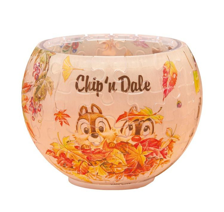 Yanoman 2201-65 3D LED Lamp Shade Puzzle Disney Chip and Dale Let's Play Together (80 Pieces)