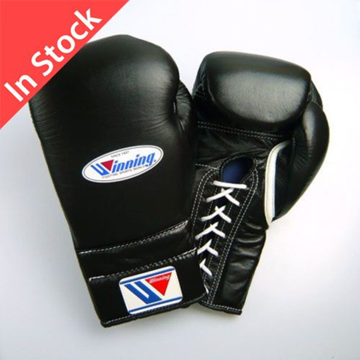 Winning Boxing Gloves MS-500 Lace Up Pro Type 14 oz Black (Made in Japan)