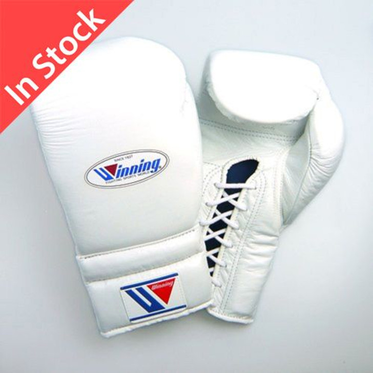 Winning Boxing Gloves MS-500 Lace Up Pro Type 14 oz White (Made in Japan)