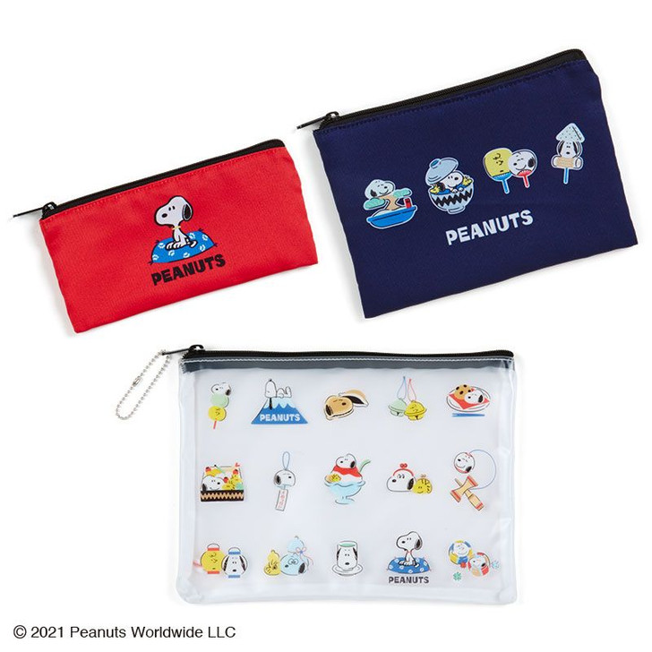 Sanrio Flat Pouch Set Snoopy (Japanese Style Design)