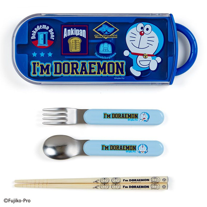 Sanrio Lunch Trio Set (Fork, Spoon, Chopsticks) Doraemon Blue