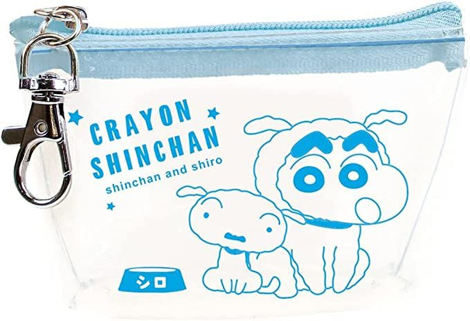 T's Factory Triangle Clear Pouch Crayon Shin-chan Shiro