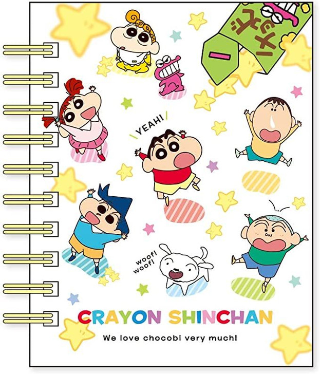 T's Factory Mini Ring Notebook with Sticky Notes Crayon Shin-chan Chocobi