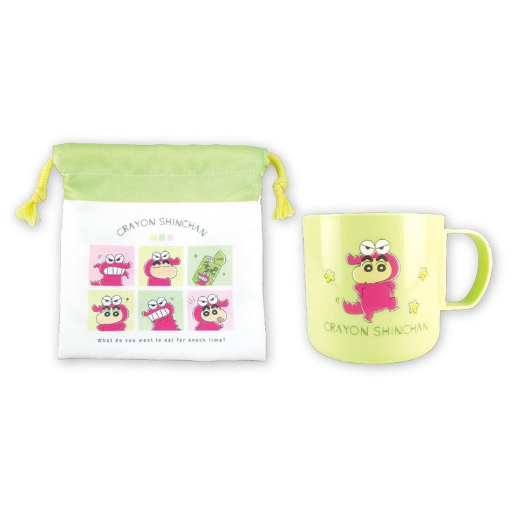 T's Factory Crayon Shin-chan Plastic Cup & Drawstring Bag Set Chocobi Time