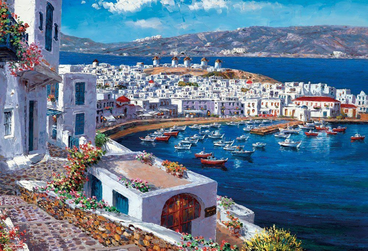 Beverly Jigsaw Puzzle 31-466 Sam Park Mykonos Harbour (1000 Pieces) (4977524314660)