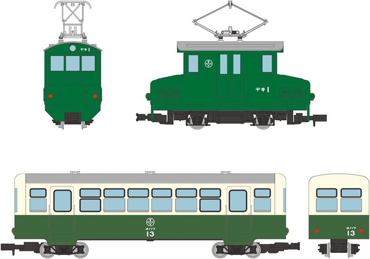 Tomytec Narrow Gauge 80 Akasaka Mine Employee Transport Train (DEKI 1 + HOHAFU 1) 2 Cars Set