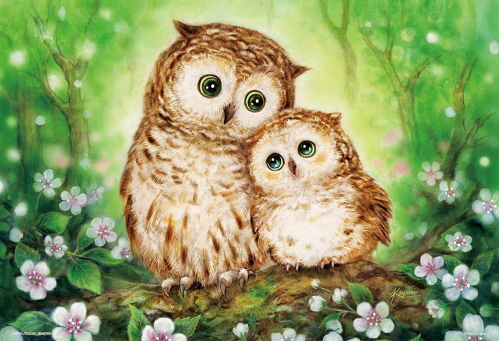 Beverly Jigsaw Puzzle 33-109 Japanese Art Owl Family (300 Pieces) (4977524331094)