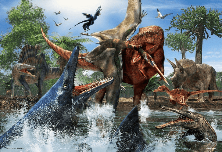 Beverly Jigsaw Puzzle 40-006 Tyrannosaurus Rex VS Mosasaurus (40 L-Pieces) (4977524400066)