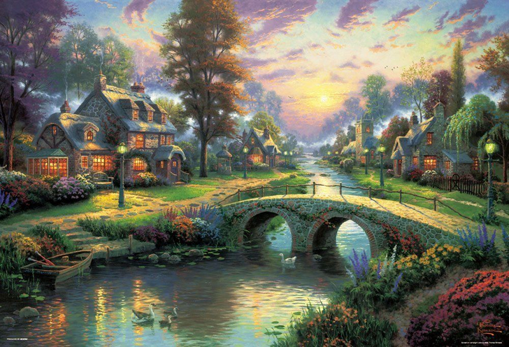 Beverly Jigsaw Puzzle 61-389 Thomas Kinkade Happy Evening (1000 Pieces) (4977524613893)