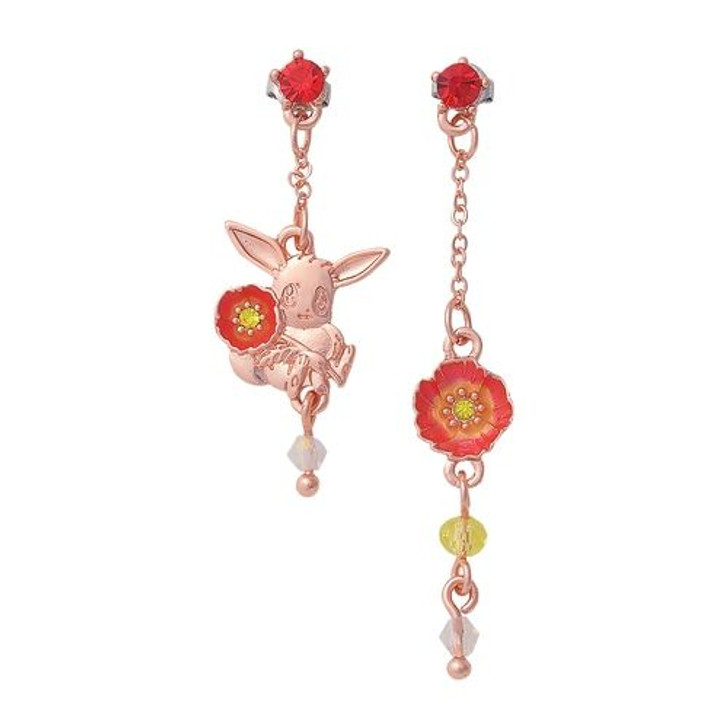 Pokemon Center Original Earrings Eevee Fleur de Coquelicot