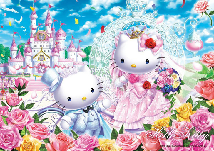 Beverly Jigsaw Puzzle 88-002 Sanrio Hello Kitty Castle Wedding (88 L-Pieces) (4977524880028)