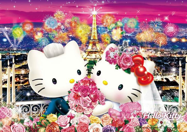 Beverly Jigsaw Puzzle 88-003 Sanrio Hello Kitty Wedding in Paris (88 L-Pieces) (4977524880035)