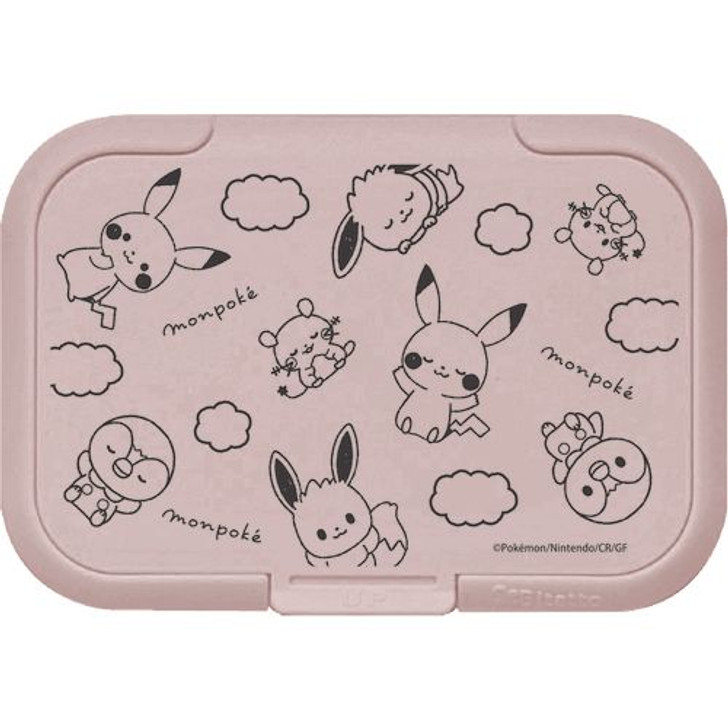 Pokemon Center Original Monpoke Wet Wipe Lid Sleeping Time Gray Pink