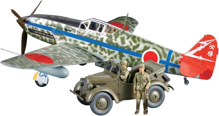 Tamiya 25203 1/48 Kawasaki Ki-61-Id Hien (Tony) & 4x4 Light Vehicle Kurogane Set Plastic Model
