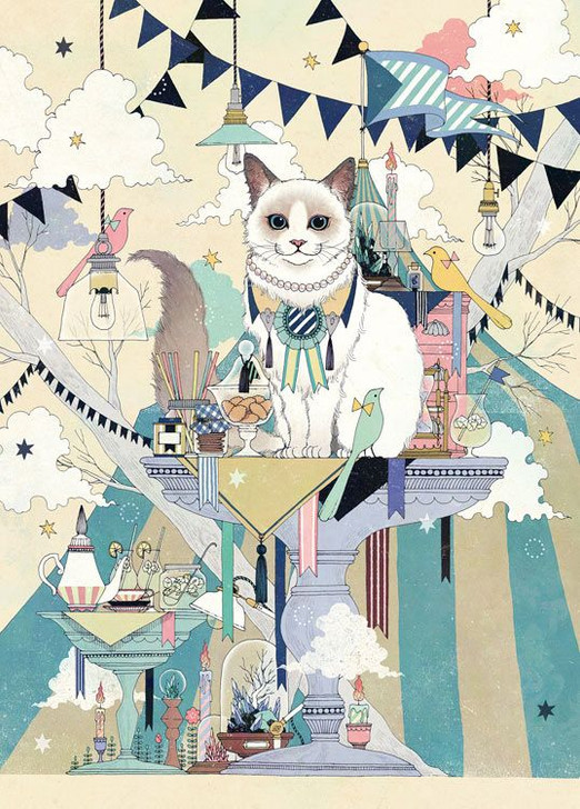 Epoch 79-138s Jigsaw Puzzle Chiaki Karamomo Illustration Cat Tea Party (500 Pieces)