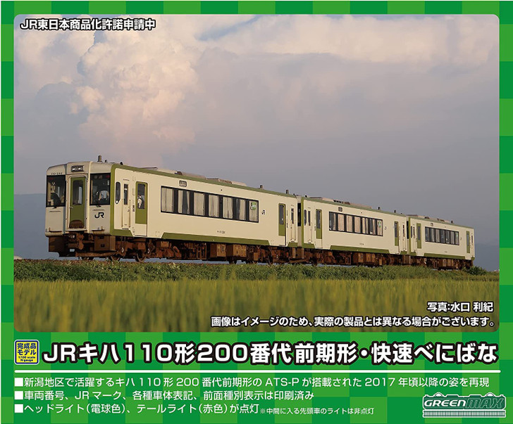 Greenmax 31703 JR Type KIHA110-200 Early Type/ Rapid Benibana 2 Cars Set (N scale)