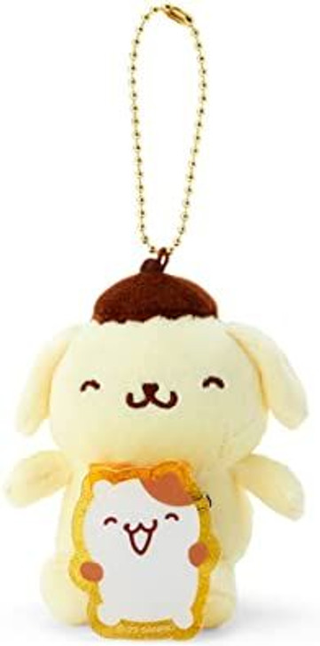 Sanrio Plush Mascot Holder with Badge -  Pom Pom Purin (Smiling)