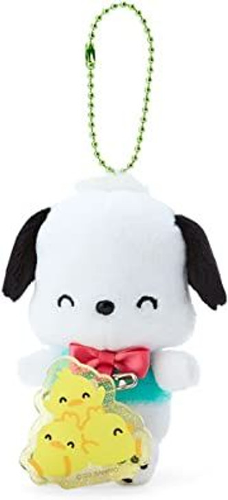 Sanrio Plush Mascot Holder with Badge - Pochacco (Smiling)