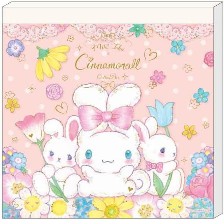 Memo Pad - Sanrio x Miki Takei - Cinnamoroll with Pastel Flowers