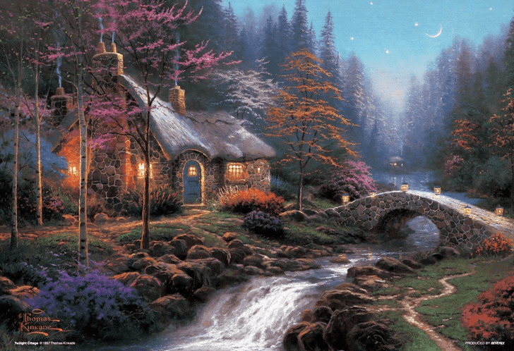 Beverly Jigsaw Puzzle M81-846 Thomas Kinkade Twilight Cottage (1000 S-Pieces)