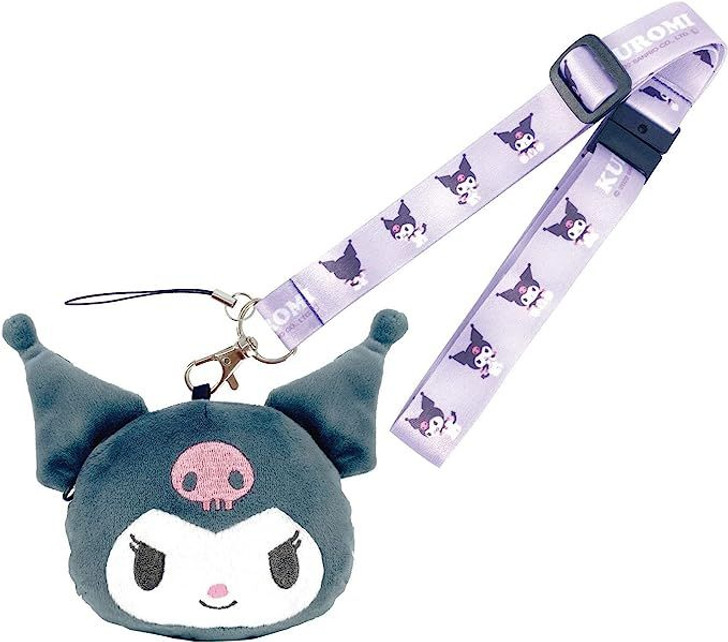 Sun Art Sanrio Plush Pouch with Neck Strap Kuromi