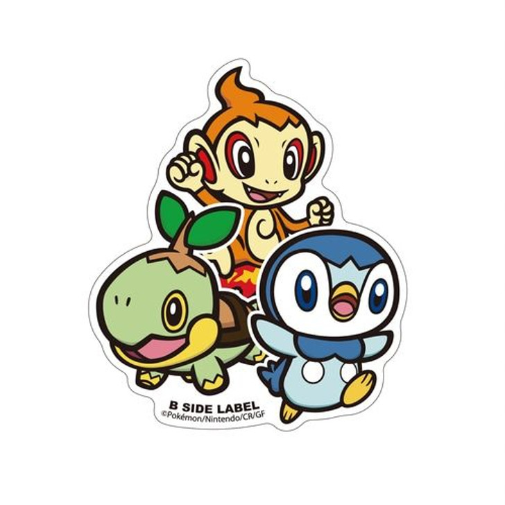 Pokemon Center Original Pokemon Center B-SIDE LABEL BIG Sticker　Turtwig & Chimchar & Piplup