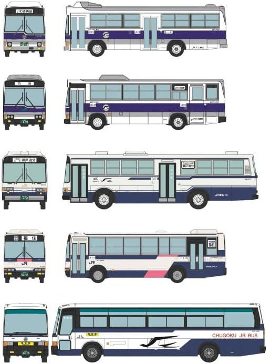 Tomytec The Bus Collection JR Bus 35th Anniversary Honshu 5 Company Set 5 Bus Set (N scale)