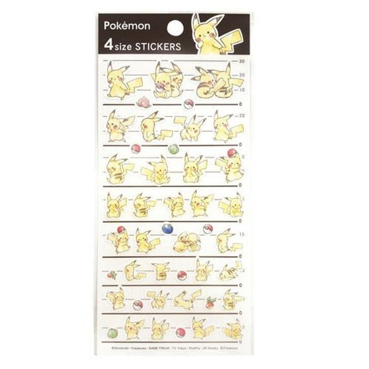 Pokemon Center Original 4 Size Stickers - Pikachu Number025