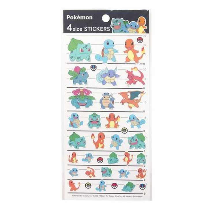 Pokemon Center Original 4 Size Stickers / Kanto Region Starters