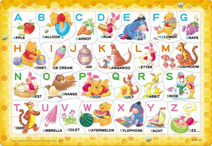 Tenyo DC52-172 Jigsaw Puzzle Disney Let's Play with Pooh in ABC! (52 Pieces) Children Puzzle