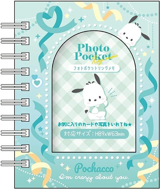 T's Factory Sanrio Photo Pocket Ring Memo Heart Ribbon - Pochacco
