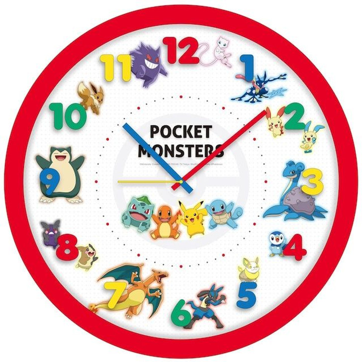 T's Factory Wall Clock - Pokemon Characters (Red)