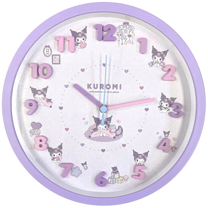 T's Factory Sanrio Wall Clock Kuromi Purple