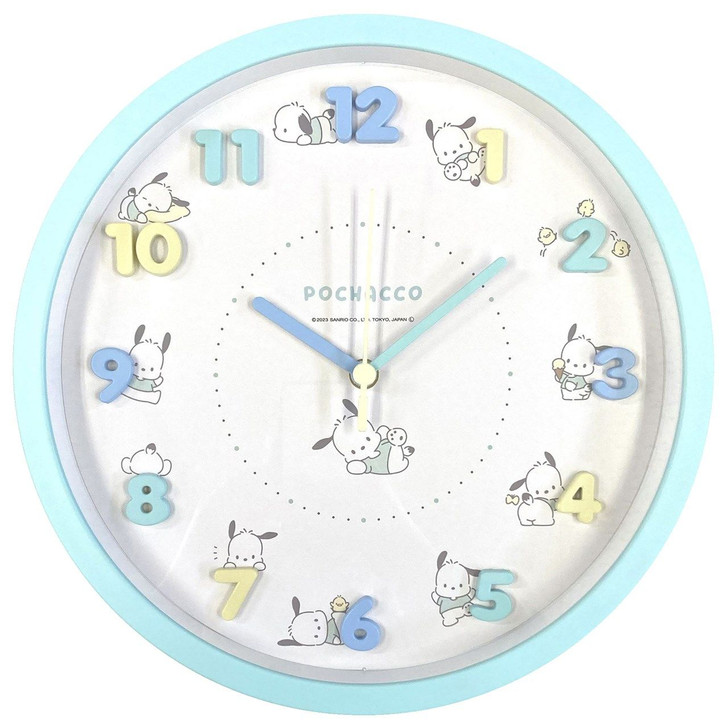 T's Factory Sanrio Wall Clock Pochacco Light Blue