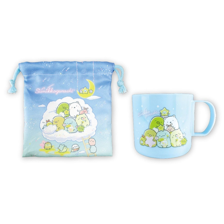 T's Factory Sumikko Gurashi Plastic Cup & Drawstring Bag Set A Walk in Starry Sky